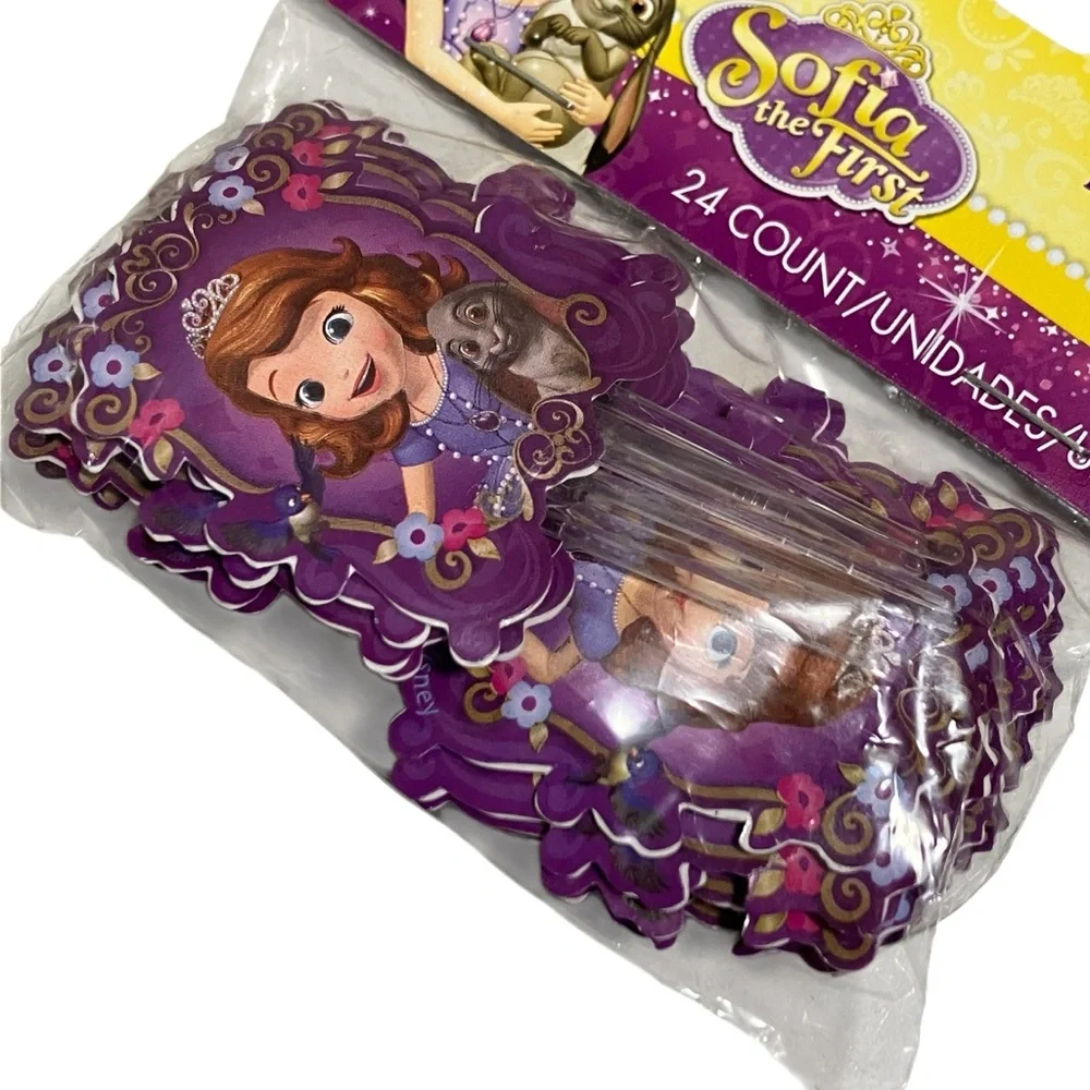 Wilton Disney Sofia the First Fun Pix Picks Pack Of 24 Cupcake Topper Baking NEW
